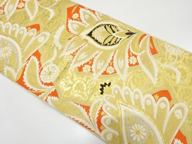 JAPANESE KIMONO / ANTIQUE FUKURO OBI / WOVEN FLORAL SARASA